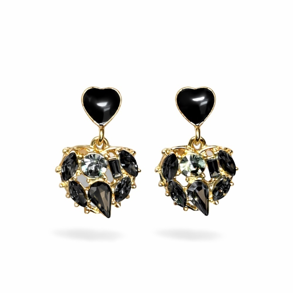 Elegant Black Heart Earrings